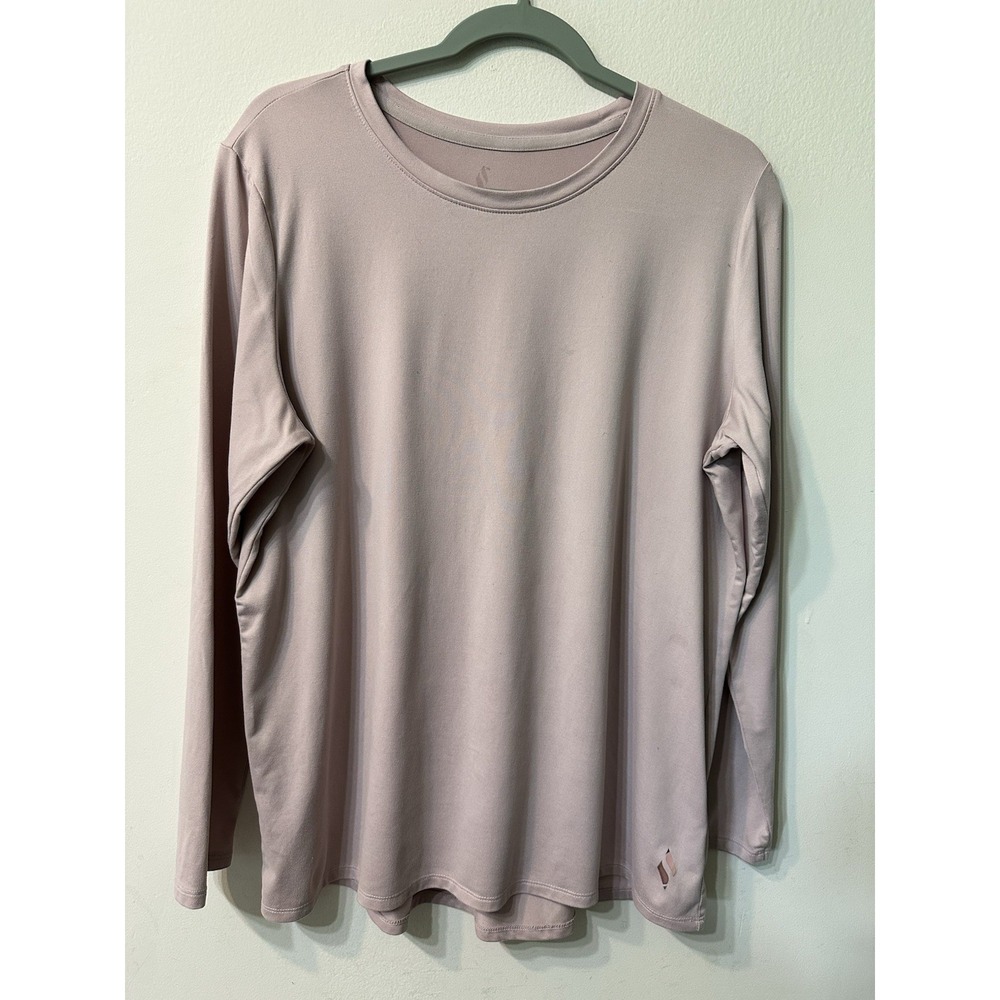 Skechers Los Angeles Womens Large Long Sleeve Active Top Pink Stretch Shirt
